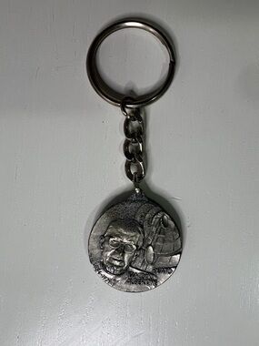 James Alberione Silver Tone Medallion Keychain